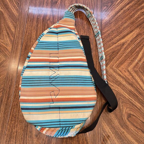 Kavu Rope Sling Cross Body Bag Multicolor Striped Teal - Picture 6 of 8